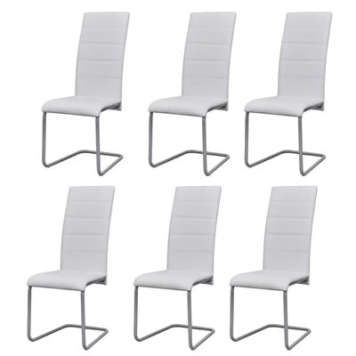 Vidaxl Blanco Sillas De Comedor 6 Unidades Cuero Sintético