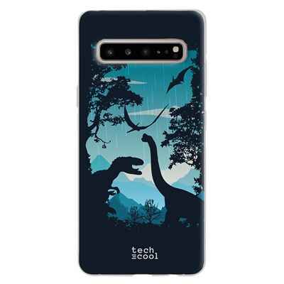 Funda de silicona Techcool para Samsung Galaxy S10 5G Diseño pelicula Jurassic world dinosaurios fondo azul