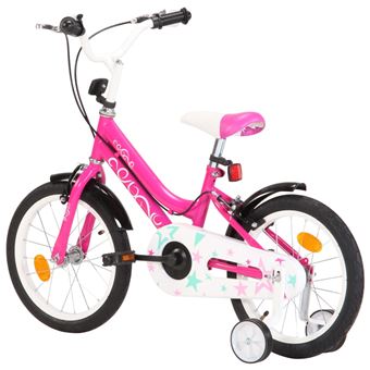 Bicicleta para niños vidaXL 16 pulgadas negro y rosa, Bicicletas