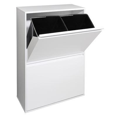 Cubo De Basura Y Reciclaje De Acero De 4 Compartimentos Arregui Basic Cr601-b, 4x17l 68l Blanco