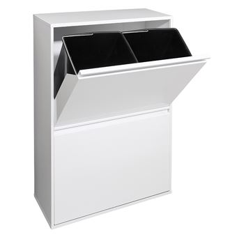 Cubo de Basura y Reciclaje de Acero de 4 Compartimentos Arregui Basic CR601-B, 4x17L 68L blanco - 1