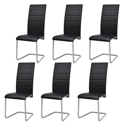 Vidaxl Negro Sillas De Comedor 6 Unidades Cuero Sintético