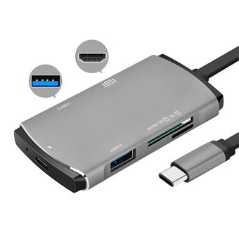 asignar Congelar Hectáreas Adaptador USB-C HUB para HDMI 4K USB 3.0 y Lector de tarjetas Micro SD / SD  6 en 1 Multi4you - Cable y adaptadores vídeo - Los mejores precios | Fnac