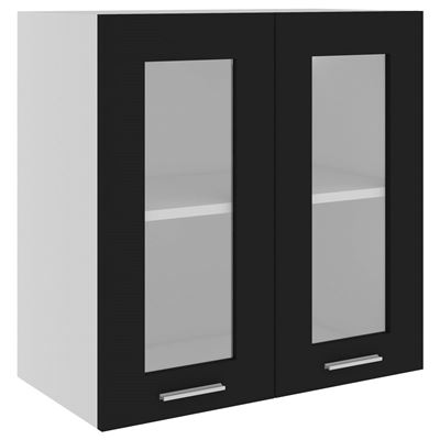 Vidaxl Negro Armario Colgante Cristal Y Aglomerado 60X31x60 Cm