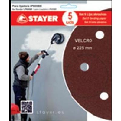 Stayer 12.470 Set de 5 lijas profesionales grano 24 especial gotelé para las lp700710e1000 pack5 12. 470