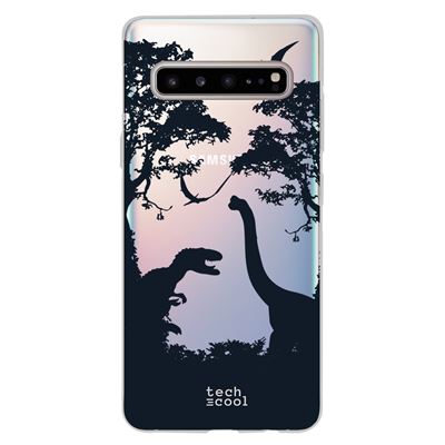Funda de silicona Techcool para Samsung Galaxy S10 5G Diseño pelicula Jurassic world dinosaurios transparente