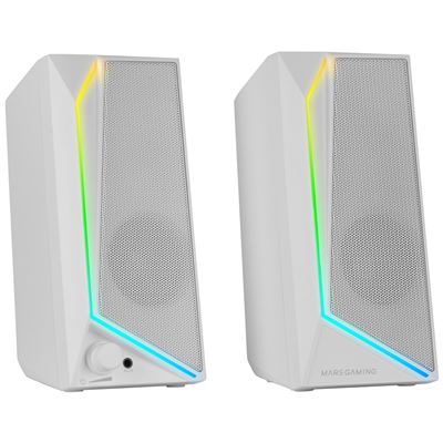 Altavoces Gaming 15w Mars Gaming Ms72, Iluminación Rgb Flow, 2 Drivers Activos, Chipset Dsp, Plug&play Usb Y Jack 3.5mm, Blanco