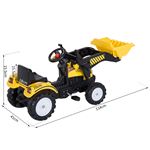 Homcom Tractor Pedal excavadora pala delantera para niños 3 años juguete montar coche carga 35kg 114x41x52cm acero y 36