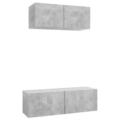 Vidaxl Gris Juego De Mueble Para Tv De 2 Piezas Aglomerado Hormigón
