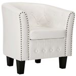 Sillón con diseño de cubo cuero sintético blanco vidaXL