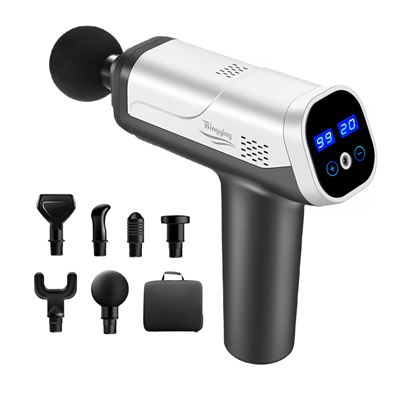 Otros Pistola De Masaje Muscular Goserda 20 Velocidades 6 Cabezales Blanconegro