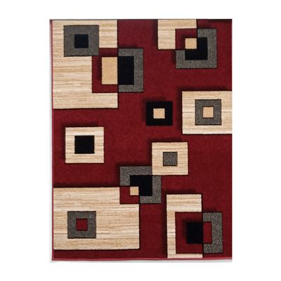 Alfombra Trendy Geometric Eccox moderna para salón o habitación rojo 133X190 cm.