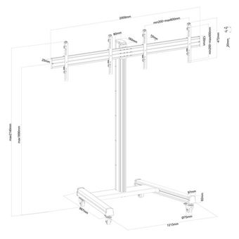 Soporte TV 2 pantallas Suelo con Ruedas Kimex 43-49, Altura