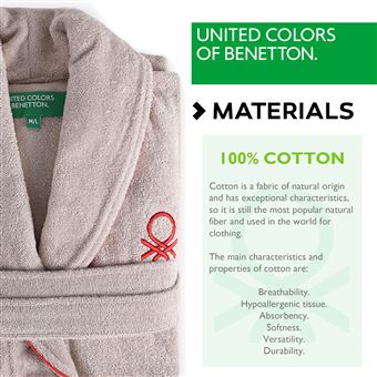 Albornoz Benetton Algodon Color Beige y rojo L XL Toalla de bano y albornoz Los mejores precios Fnac