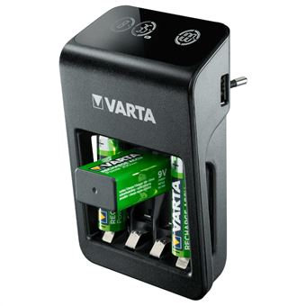 Cargador de Pilas y 4 Pilas Recargables AA VARTA - Pilas recargables y  cargadores - Los mejores precios
