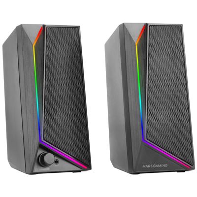 Altavoces Gaming 15w Mars Gaming Ms72, Iluminación Rgb Flow, 2 Drivers Activos, Chipset Dsp, Plug&play Usb Y Jack 3.5mm, Negro