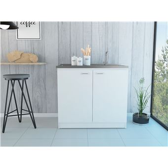 Mueble de cocina Nápoles con fregadero 90x100x50,038cm Blanco, Pequeño  mobiliario, Los mejores precios
