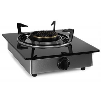 Hornillo a Gas Orbegozo FO 1720, Cuerpo INOX, Superficie Cristal Templado, 1 Quemador 4.3 KW - 1