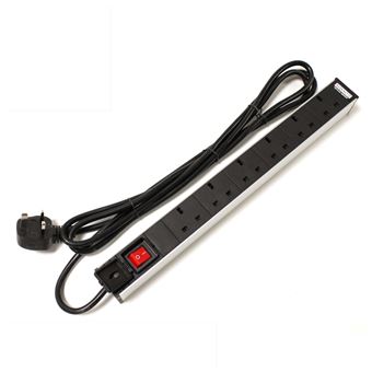 Regleta de enchufes RackMatic, rack 19"" de 6 BS1363 para UK con interruptor de RackMatic
