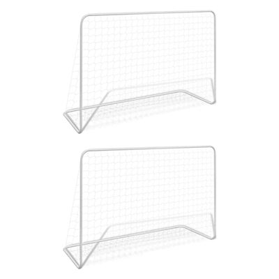 Porterías De Fútbol 2 Uds Con Red 182x61x122 Cm Acero Blanco, Vidaxl