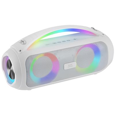 Altavoz Bluetooth Portátil 50w Rgb Mars Gaming Ms-pulse, 2 Drivers Activos 93mm + 2 Drivers Pasivos Ultra-bass, Manos Libres, Asa Y Correa, Blanco