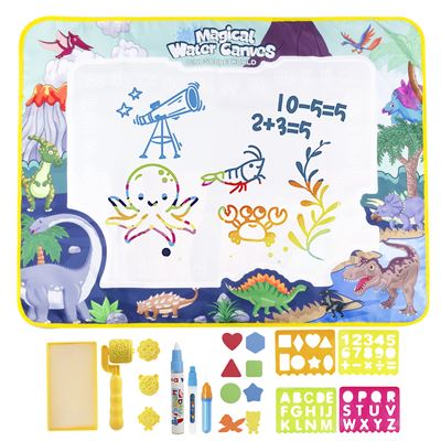 Pizarra Infantil Dibujar Agua Dam 100x80 Diseño Dinosaurios Rotuladores,plantillas,tampones,figuras Multicolor