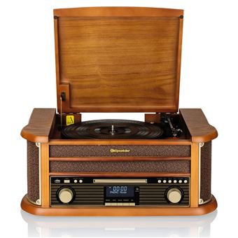 Roadstar HIF-1850TUMPK Gramófono Vintage de Madera Antiguo, Tocadiscos de  Vinilo 33/45/78 rpm, Radio