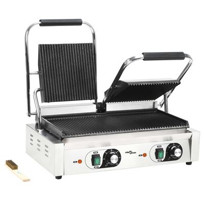 Grill Parrilla Eléctrica Estriada De Acero Inoxidable - Vidaxl