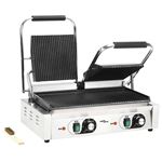 Grill parrilla eléctrica estriada de acero inoxidable - VidaXL