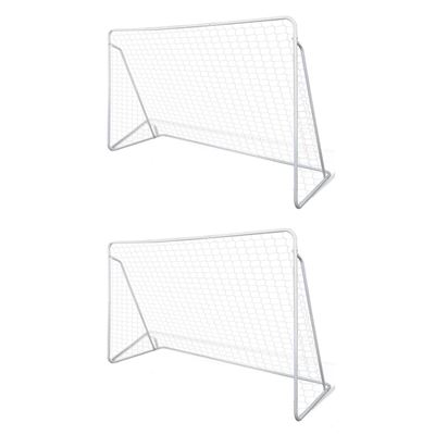 Porterías De Fútbol De Acero 2 Unidades 240x90x150 Cm, Vidaxl