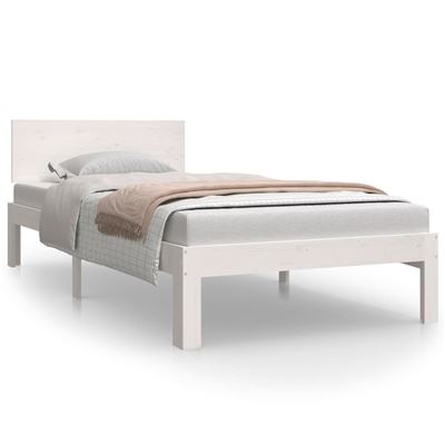Vidaxl Blanco Estructura De Cama Madera Maciza De Pino 90X200cm 13,4 Kg