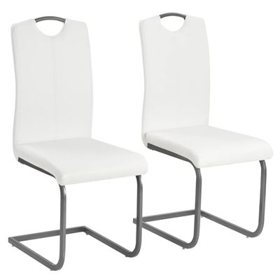 Vidaxl Blanco Sillas De Comedor 2 Unidades Cuero Sintético