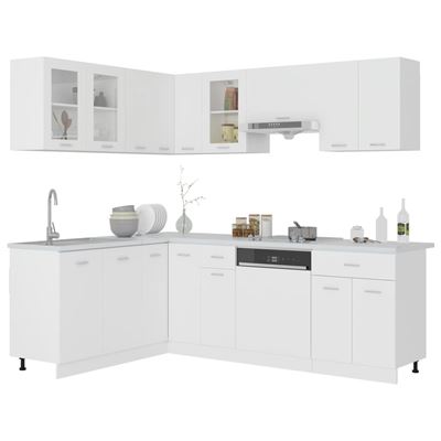Vidaxl Blanco Juego De Muebles De Cocina 11 Piezas Aglomerado 167 Kg