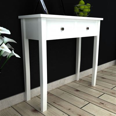 Vidaxl Blancos Mesita Decorativa Tocador Con Dos Cajones