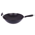 Wok Acero Carbono 35cm Inducción,Antiadherente sin PFOA, Mango Ergonómico,Espátula Bambu,Apta Todas Cocinas Smile SPC-2