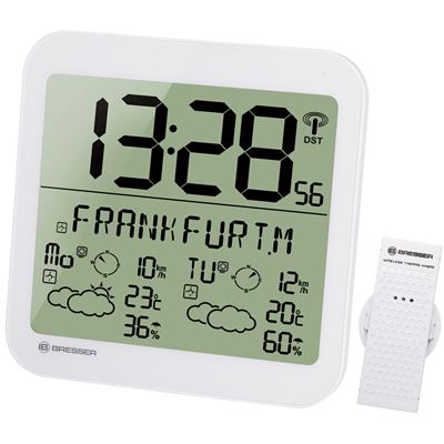 Reloj con información meteorológica LCD MyTime Meteotime Bresser - blanco