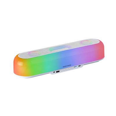 Altavoz Portátil + Barra De Sonido 20w Mars Gaming Msb-orb, Iluminación Orbilight Rgb 360º, Triple Driver, Bluetooth 5.3, Blanco