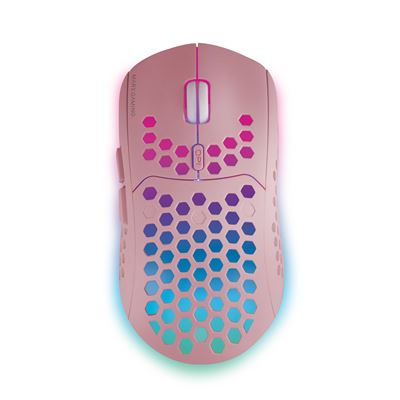 Mars Gaming Rosa Ratón Gaming Inalámbrico Mmw3p, Rgb Flow, Ultraligero 79G, 3200Dpi,