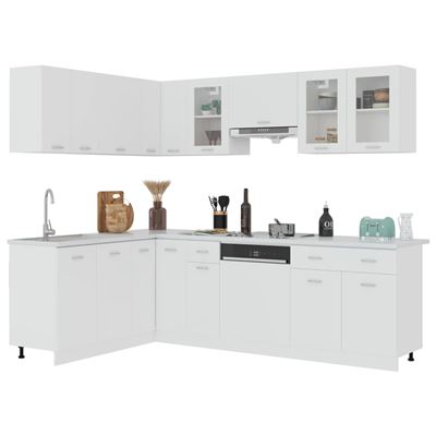 Vidaxl Blanco Juego De Muebles De Cocina 11 Piezas Aglomerado 174,5 Kg