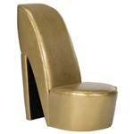 Sillón con forma de zapato de tacón cuero sintético dorado vidaXL