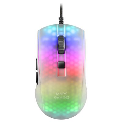 Mars Gaming Blanco Ratón Gaming Rgb Chroma Mmrw Translúcido, Ultra-Ligero 58G, 12800 Dpi