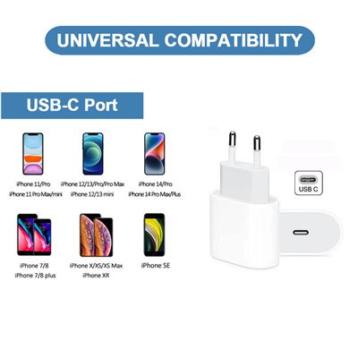 Cargador USB-C 20W + Cable Lightning 1 metro Power Delivery