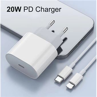 Cargador iPhone TIPO-C PD + Cable Tipo C - Lightning 1,2 metros