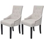 Sillas de comedor vidaXL 2 unidades tela color crema