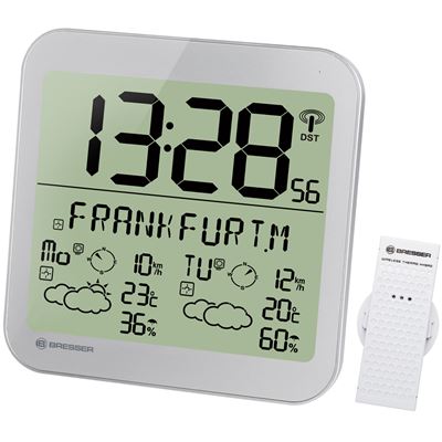 Reloj con información meteorológica LCD MyTime Meteotime Bresser - plateado