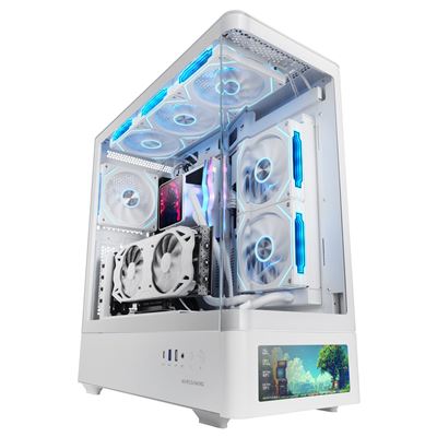 Mars Gaming Blanco Caja Gaming Mc-Lcdpro Atx Pantalla Lcd Ips 7.2"" Cristal Templado Doble Cámara