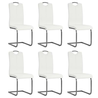 Vidaxl Blanco Sillas De Comedor 6 Unidades Cuero Sintético