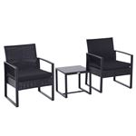 Conjunto de mueble jardín ratán Outsunny negro 63x57x76cm