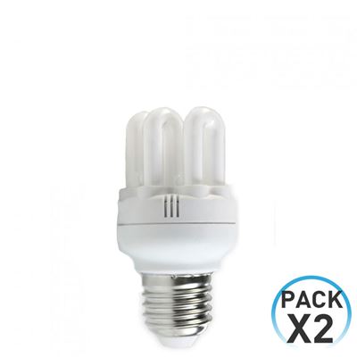 Pack 2 Bombillas CFL Bajo Consumo Mini 6U E27 11W 605lm 2700K Merylux