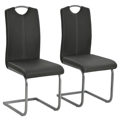 Vidaxl Gris Sillas De Comedor 2 Unidades Cuero Sintético